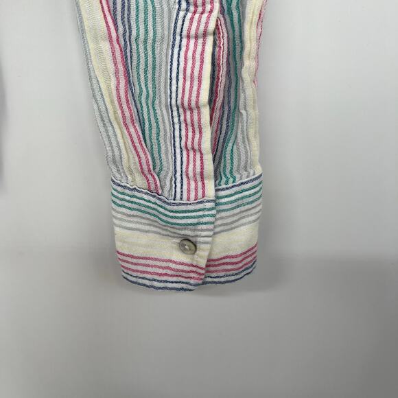 Rails Iris Stripe Ellis Shirt Women's Size M Multicolor 100% Cotton Gauze Button - Picture 6 of 12